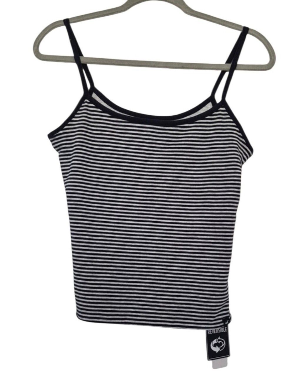 Hollister Reversible Striped Cami Tank Top Navy Gray Large New with Tags